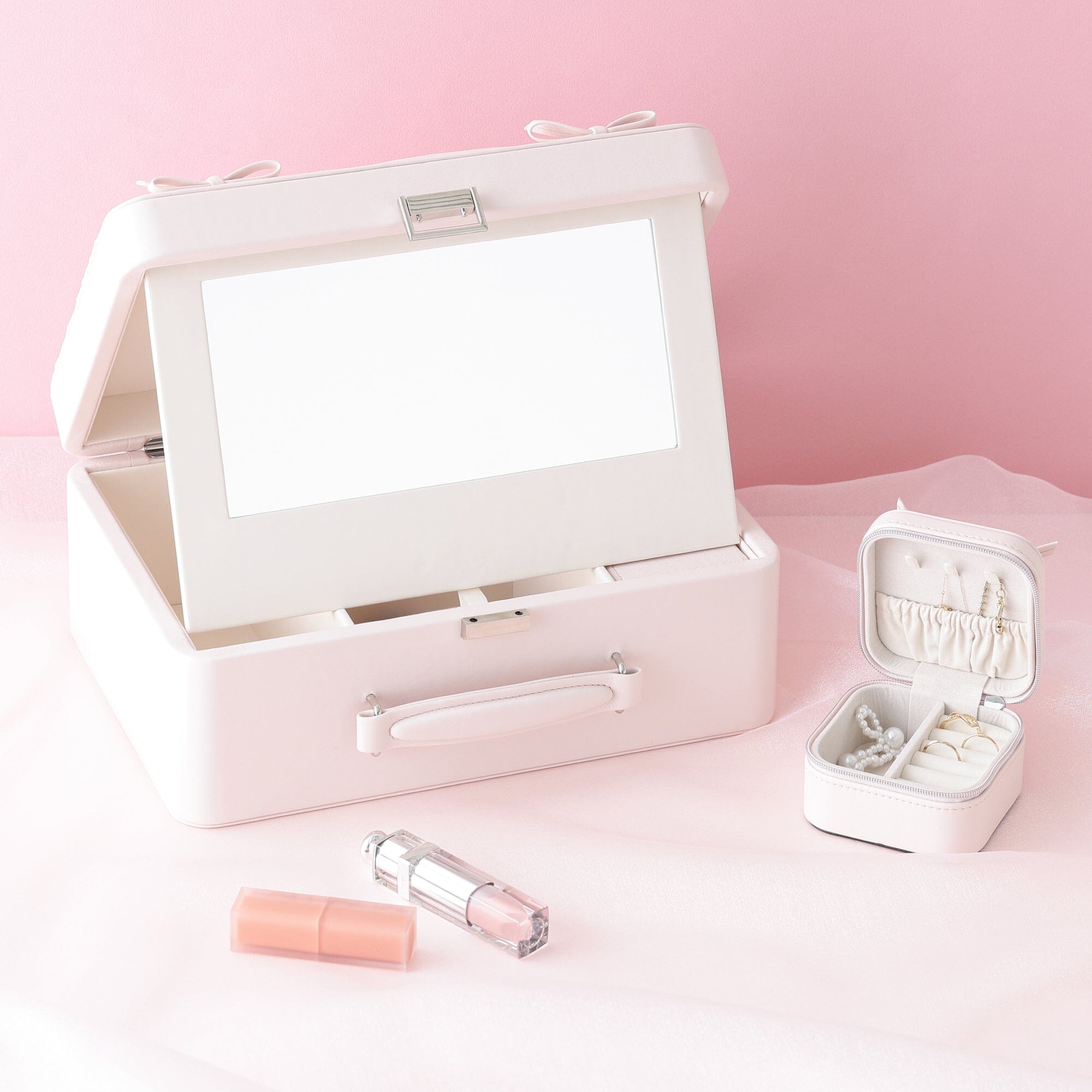 Ribbon Cosmetic Box Light Pink