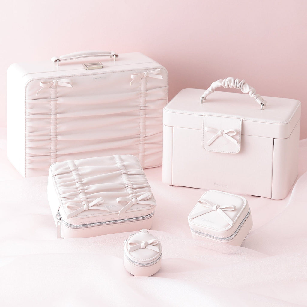 Ribbon Travel Jewelry Box Small Light Pink